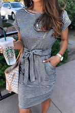 Load image into Gallery viewer, Black and white stripe dress
